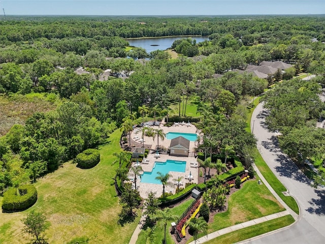19129 Lake Audubon Dr, Tampa, FL 33647 - birds eye view of property featuring a water view and a view of trees
