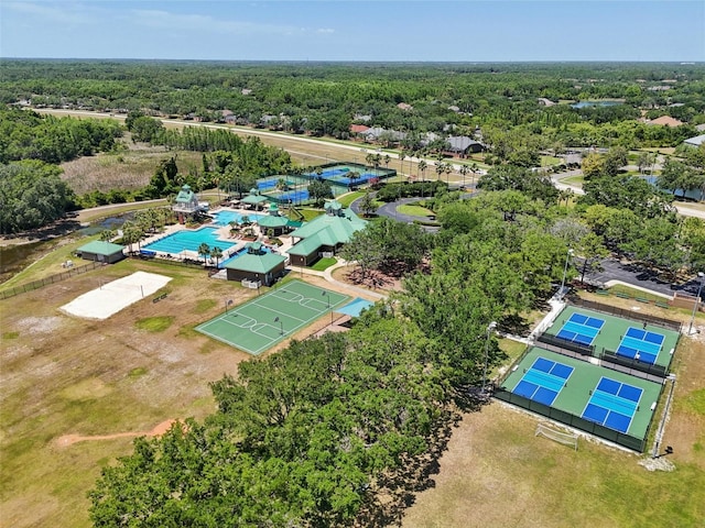 19129 Lake Audubon Dr, Tampa, FL 33647 - bird's eye view featuring a wooded view