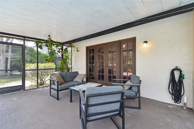 view of patio featuring outdoor lounge area and french doors