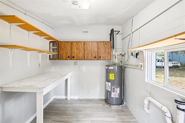 utility room with water heater and visible vents