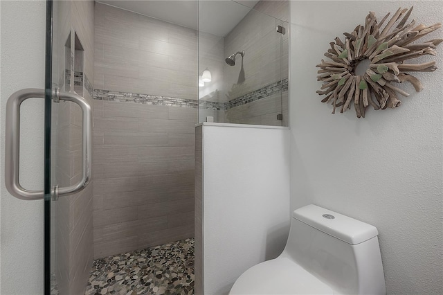 full bath with walk in shower and toilet