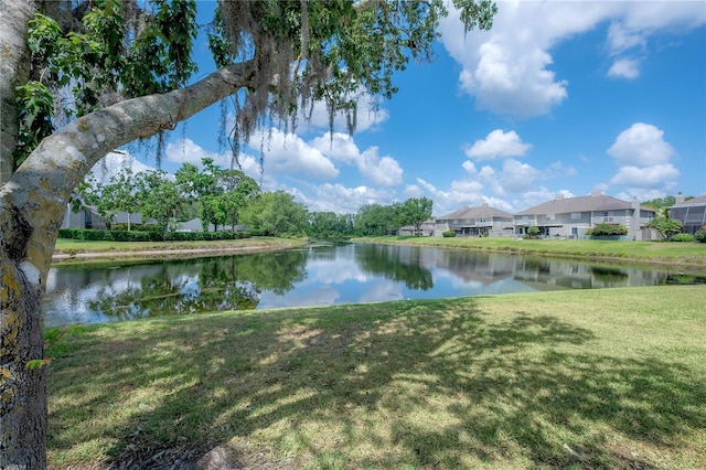view of water feature with a residential view