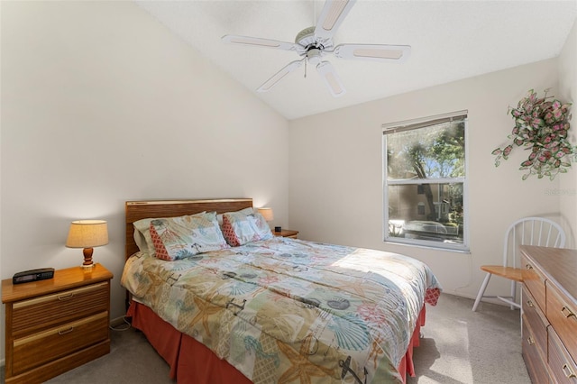 2373 Hounds Trl, Palm Harbor, FL 34683 - bedroom featuring a ceiling fan, light carpet, and vaulted ceiling