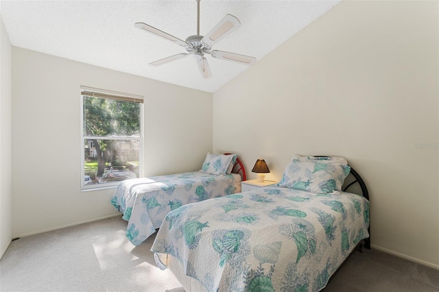 2373 Hounds Trl, Palm Harbor, FL 34683 - carpeted bedroom featuring baseboards, a ceiling fan, and lofted ceiling