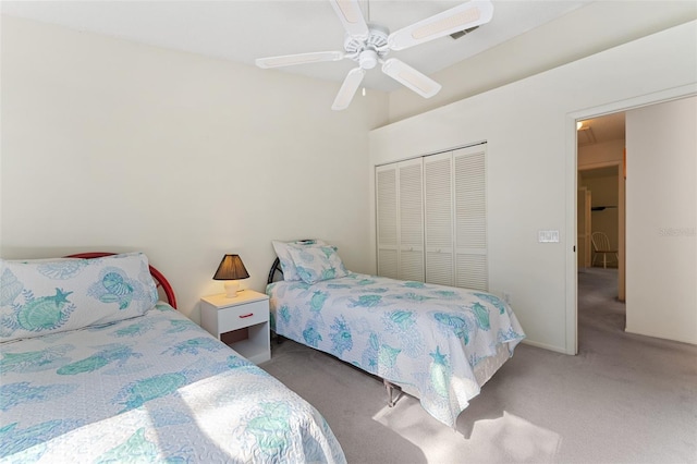 2373 Hounds Trl, Palm Harbor, FL 34683 - bedroom featuring a closet, carpet flooring, and a ceiling fan