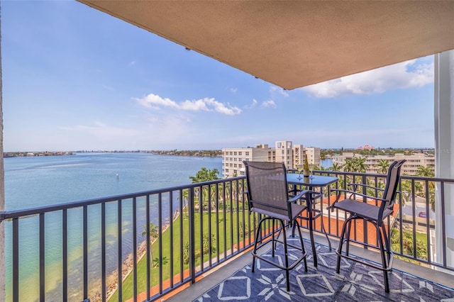 balcony with a water view