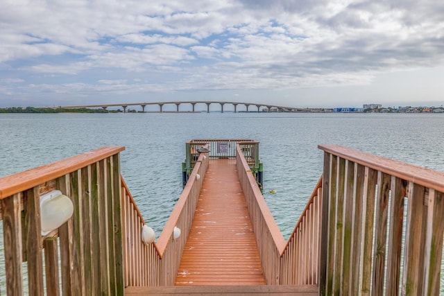 view of dock featuring a water view