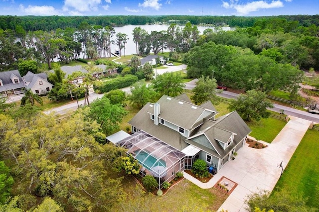18929 Crescent Rd, Odessa, FL 33556 - aerial view of residential area featuring a nearby body of water and a heavily wooded area