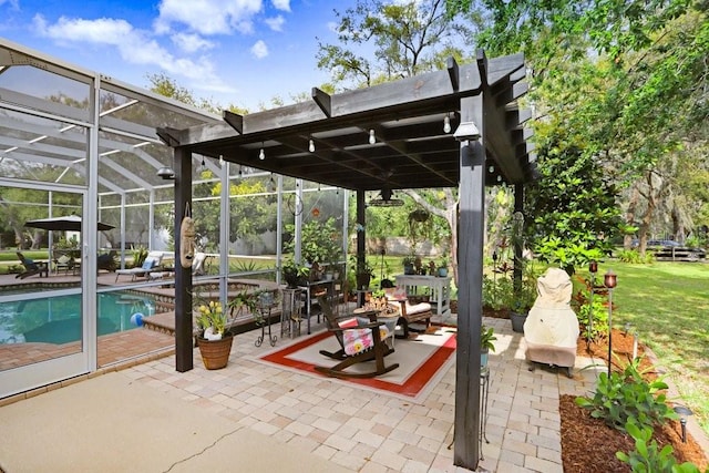 18929 Crescent Rd, Odessa, FL 33556 - view of patio / terrace featuring an outdoor pool and a lanai