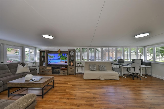 living area featuring wood finished floors