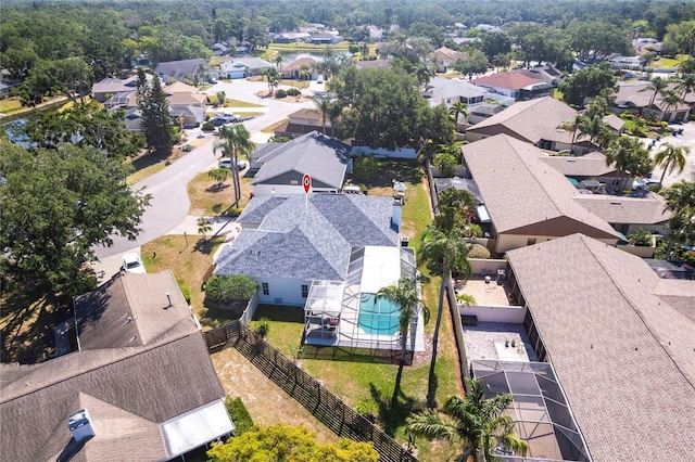 drone / aerial view with a residential view