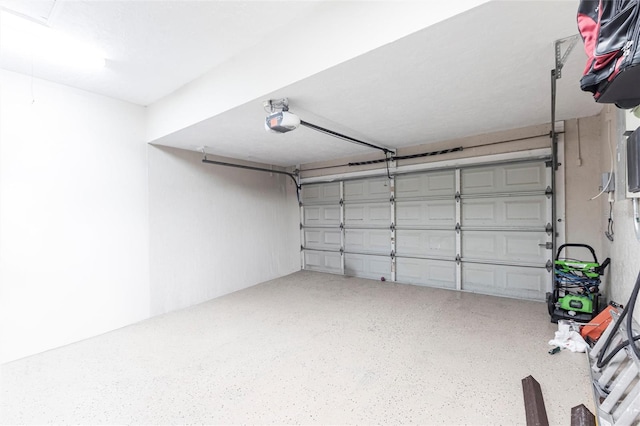 garage with a garage door opener