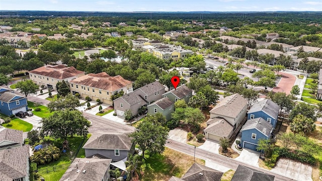 drone / aerial view with a residential view
