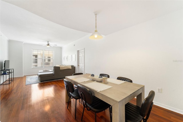 700 S Harbour Island Blvd Unit 342, Tampa, FL 33602 - dining room featuring dark wood finished floors, baseboards, and ceiling fan