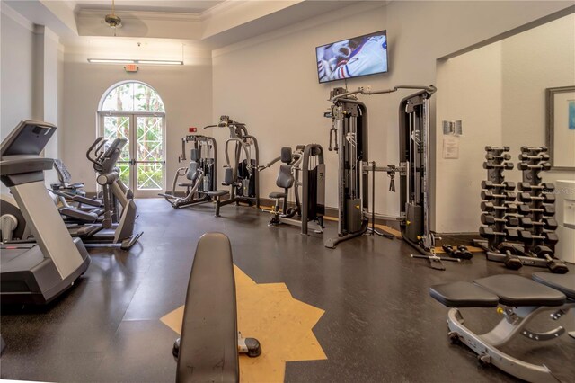 700 S Harbour Island Blvd Unit 342, Tampa, FL 33602 - gym featuring ornamental molding