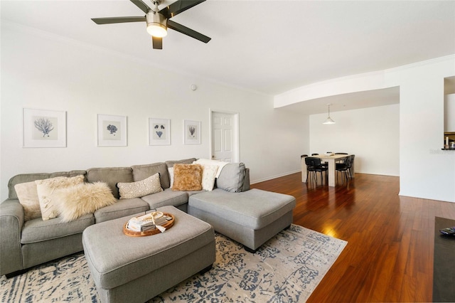 700 S Harbour Island Blvd Unit 342, Tampa, FL 33602 - living room with ceiling fan, crown molding, and wood finished floors