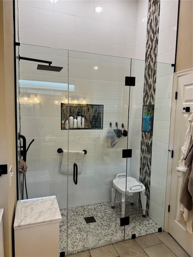 1747 Wood Brook St, Tarpon Springs, FL 34689 - full bath with a stall shower and tile patterned flooring