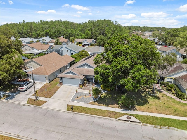 aerial view with a residential view