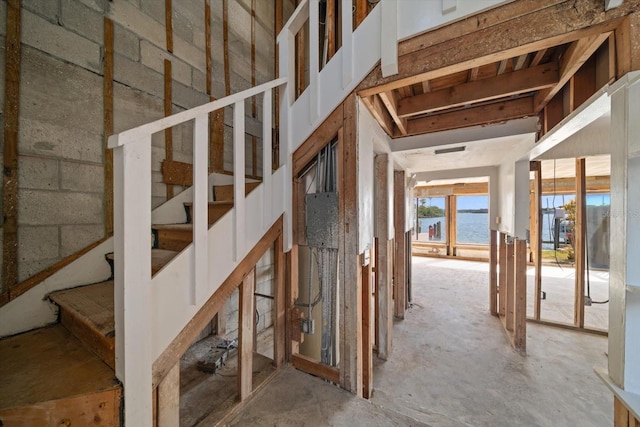829 E Gulf Blvd Unit 107, Indian Rocks Beach, FL 33785 - miscellaneous room featuring a water view and stairs