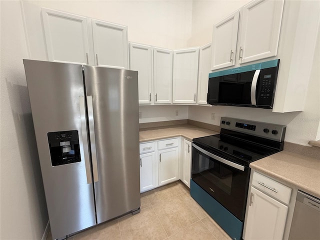kitchen featuring light countertops, range with electric cooktop, stainless steel fridge with ice dispenser, and dishwasher