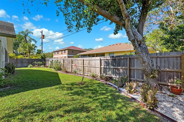 view of yard with a fenced backyard
