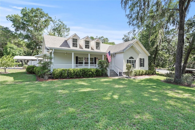7165 Crk 655, Bushnell, FL 33513 - cape cod home featuring a porch, a front lawn, and a shingled roof