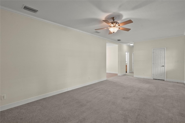 7165 Crk 655, Bushnell, FL 33513 - unfurnished room with a ceiling fan, ornamental molding, baseboards, and light carpet