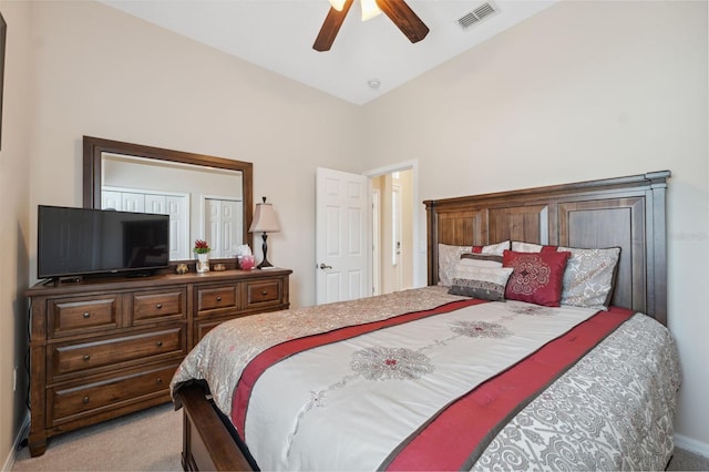 11220 Godwit Ct, New Port Richey, FL 34654 - bedroom with light carpet and ceiling fan