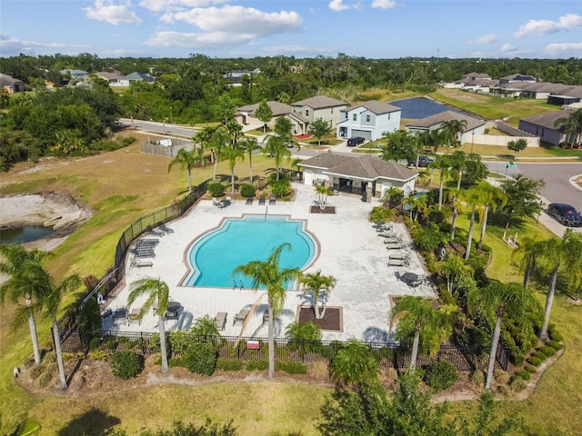 aerial view with a residential view