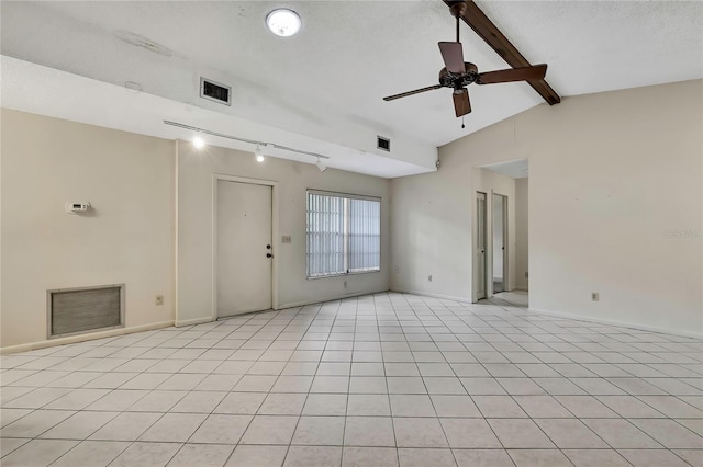 14615 Daybreak Dr, Lutz, FL 33559 - unfurnished living room with a ceiling fan, track lighting, and light tile patterned flooring