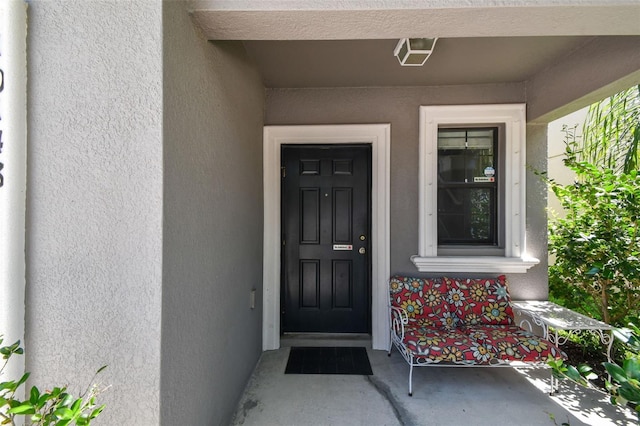 10148 Rose Petal Pl, Riverview, FL 33578 - doorway to property with stucco siding