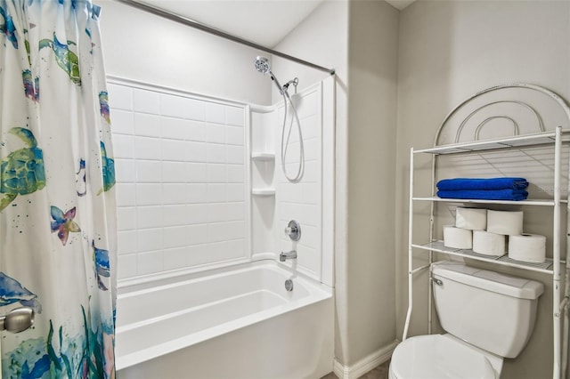10148 Rose Petal Pl, Riverview, FL 33578 - full bath with baseboards, toilet, and shower / bath combination with curtain