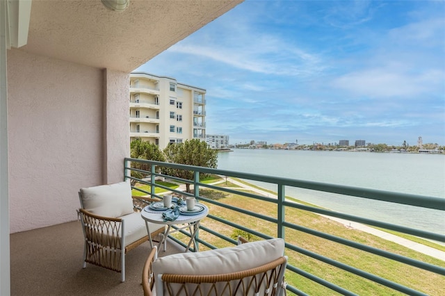 balcony with a water view