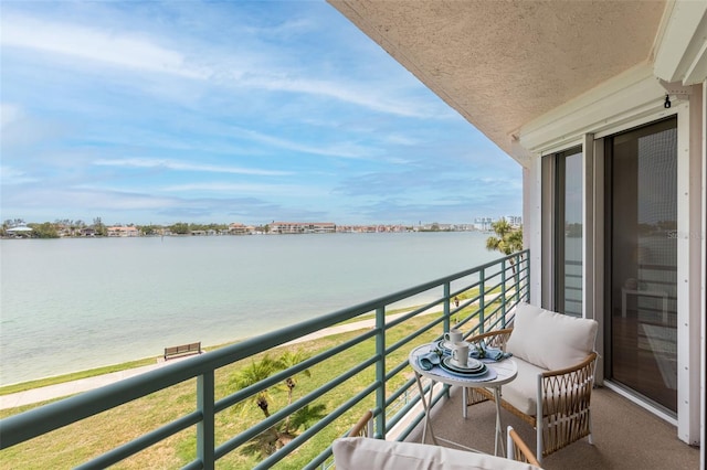 balcony with a water view