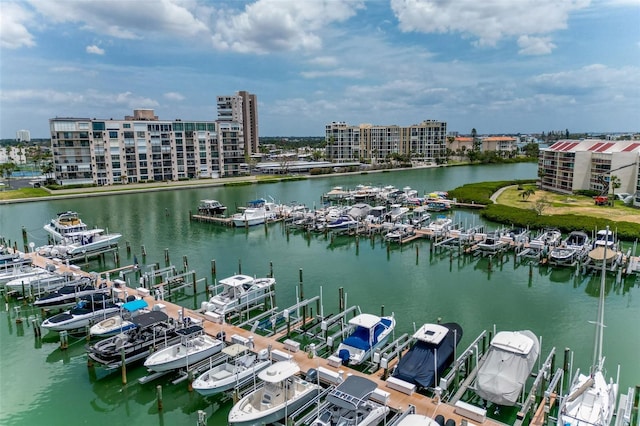 exterior space with a water view