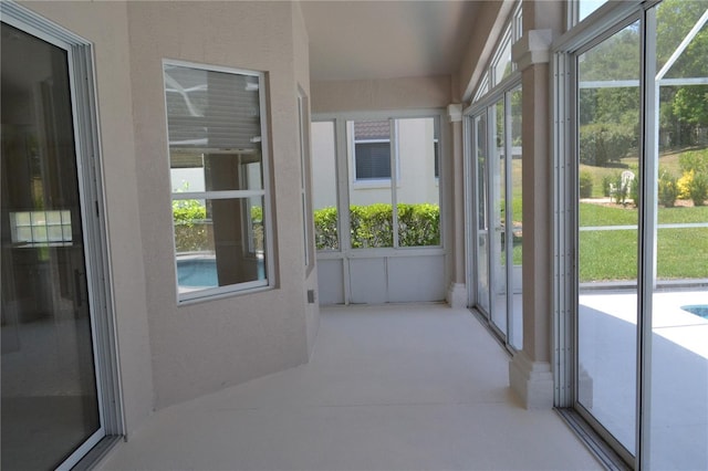 view of unfurnished sunroom