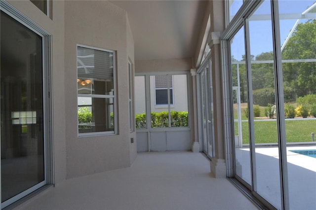 view of unfurnished sunroom