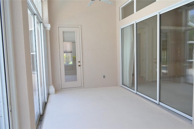 view of unfurnished sunroom