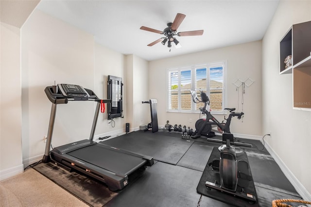 4808 Jackson Club Loop, Tampa, FL 33624 - workout room featuring ceiling fan and baseboards