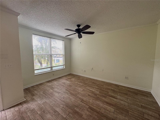 6405 Osprey Lake Cir, Riverview, FL 33578 - empty room featuring baseboards, a ceiling fan, dark wood-style flooring, and a textured ceiling