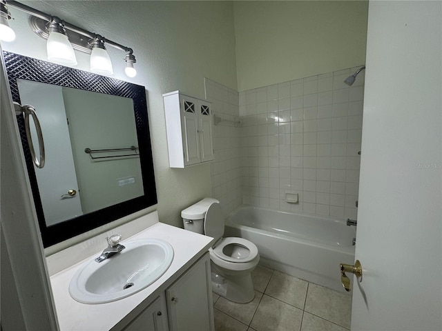 6405 Osprey Lake Cir, Riverview, FL 33578 - bathroom featuring shower / bathtub combination, toilet, tile patterned flooring, and vanity
