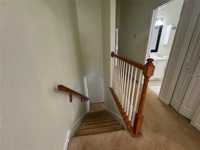 6405 Osprey Lake Cir, Riverview, FL 33578 - stairway with carpet
