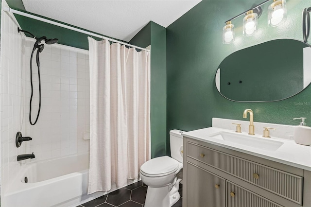 518 Royal Ridge St, Valrico, FL 33594 - bathroom featuring shower / bath combo with shower curtain, tile patterned flooring, toilet, and vanity