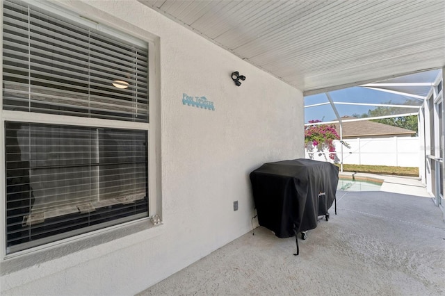 518 Royal Ridge St, Valrico, FL 33594 - view of patio / terrace with fence, glass enclosure, and grilling area