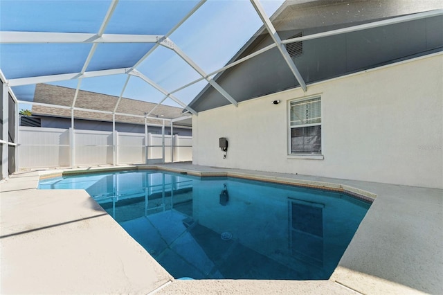 518 Royal Ridge St, Valrico, FL 33594 - view of swimming pool featuring glass enclosure, a patio, a fenced in pool, and fence