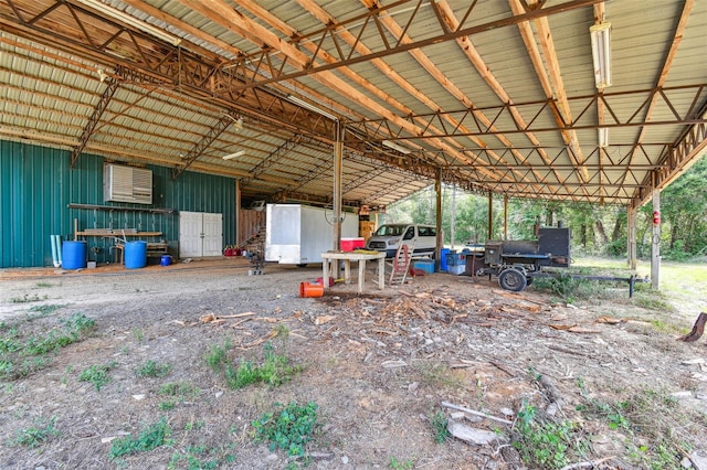 exterior space with lofted ceiling