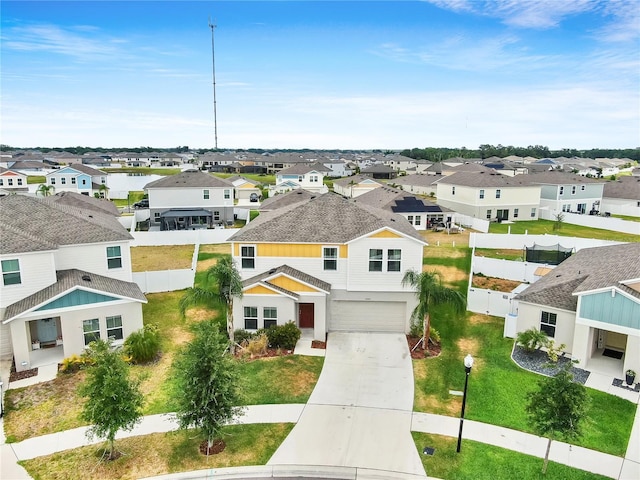 bird's eye view with a residential view