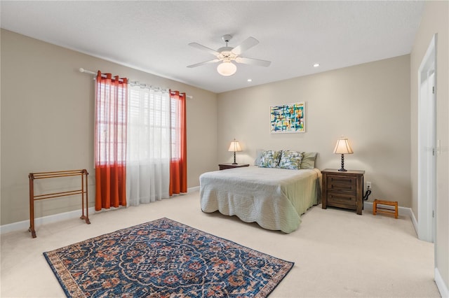 1750 Arabian Ln, Palm Harbor, FL 34685 - bedroom with carpet flooring, baseboards, ceiling fan, and recessed lighting