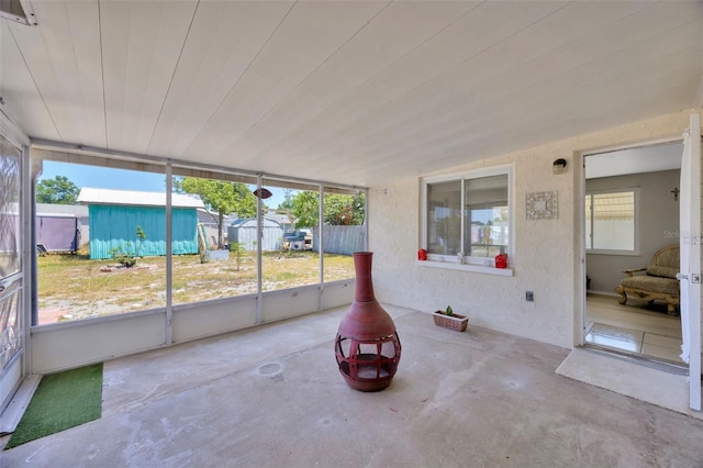 view of unfurnished sunroom