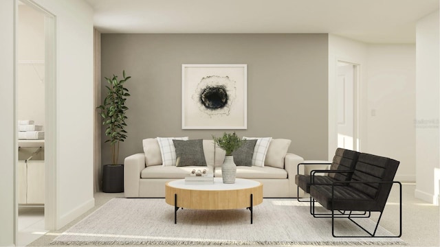 living room featuring baseboards
